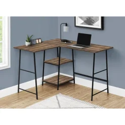 Computer desk - l-shaped / corner / 2 open shelves / sawhorse style - 47l x 4 - Monarch