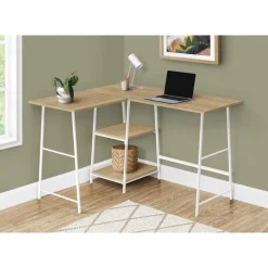 Computer desk - l-shaped / corner / 2 open shelves / sawhorse style - 47l x 4 - Monarch
