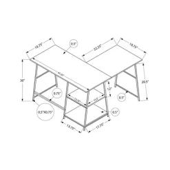 Computer desk - l-shaped / corner / 2 open shelves / sawhorse style - 47l x 4 - Monarch