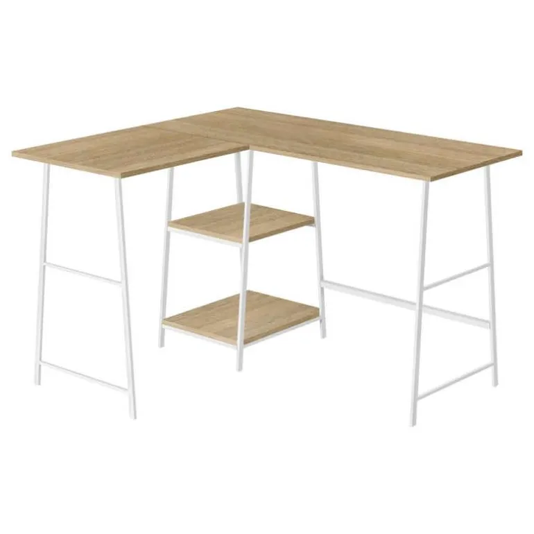 Computer desk - l-shaped / corner / 2 open shelves / sawhorse style - 47l x 4 - Monarch