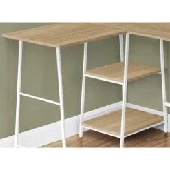 Computer desk - l-shaped / corner / 2 open shelves / sawhorse style - 47l x 4 - Monarch