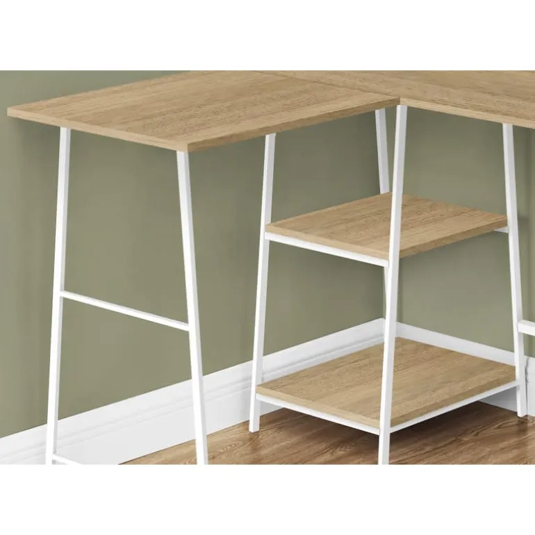 Computer desk - l-shaped / corner / 2 open shelves / sawhorse style - 47l x 4 - Monarch