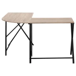 Computer desk - l-shaped / rounded corner / metal base with x-shaped sides - - Monarch