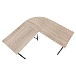 Computer desk - l-shaped / rounded corner / metal base with x-shaped sides - - Monarch