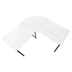 Computer desk - l-shaped / rounded corner / metal base with x-shaped sides - - Monarch
