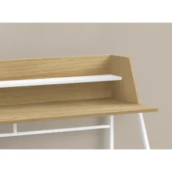 Computer desk - small hutch / 1 shelf / trapezoid-shaped legs - 48"l - natura - Monarch