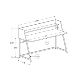 Computer desk - small hutch / 1 shelf / trapezoid-shaped legs - 48
