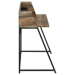 Computer desk - small hutch / 1 shelf / trapezoid-shaped legs - 48"l - brown - Monarch