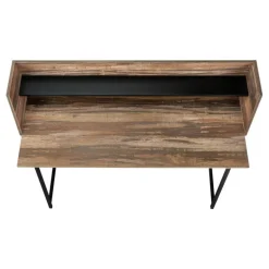 Computer desk - small hutch / 1 shelf / trapezoid-shaped legs - 48