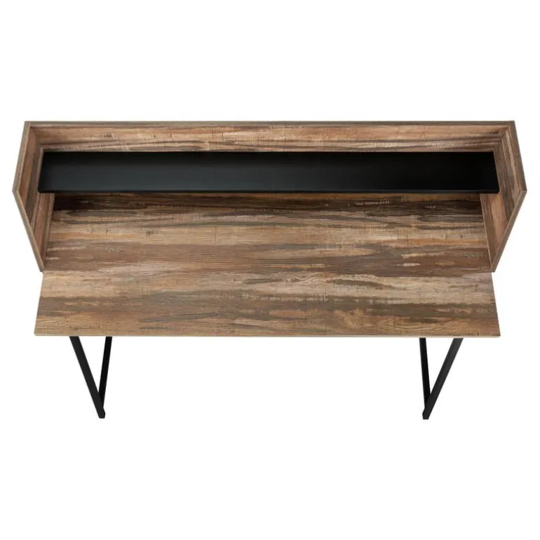 Computer desk - small hutch / 1 shelf / trapezoid-shaped legs - 48"l - brown - Monarch
