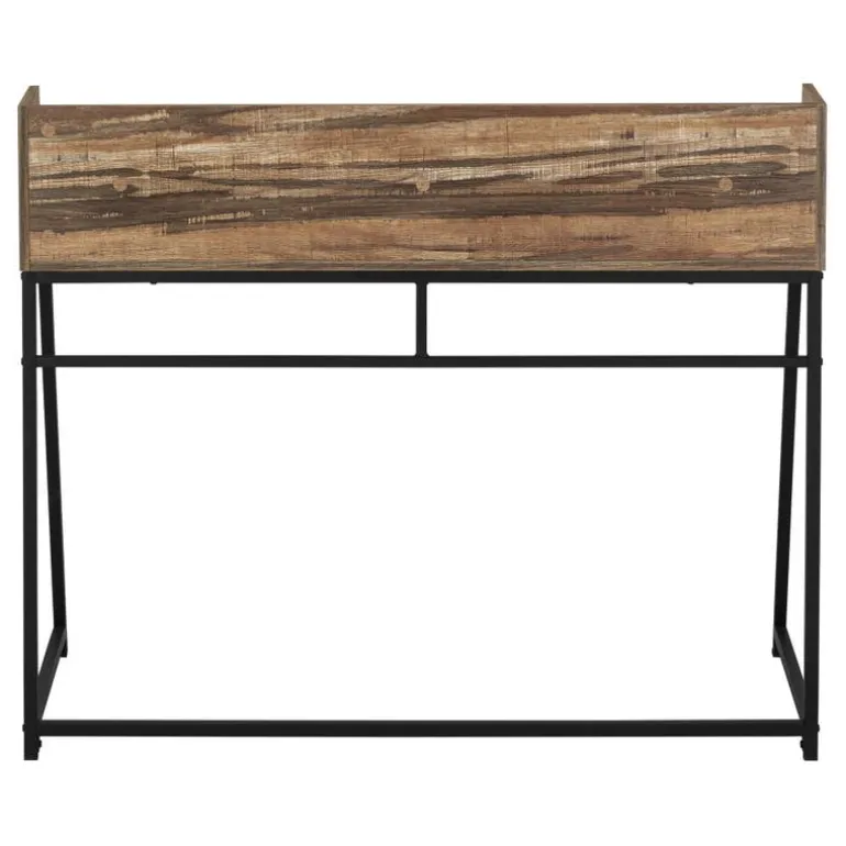 Computer desk - small hutch / 1 shelf / trapezoid-shaped legs - 48"l - brown - Monarch