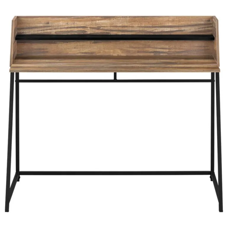 Computer desk - small hutch / 1 shelf / trapezoid-shaped legs - 48"l - brown - Monarch
