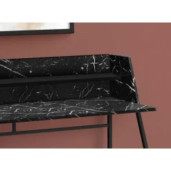 Computer desk - small hutch / 1 shelf / trapezoid-shaped legs - 48"l - black - Monarch