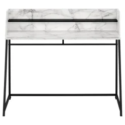 Computer desk - small hutch / 1 shelf / trapezoid-shaped legs - 48