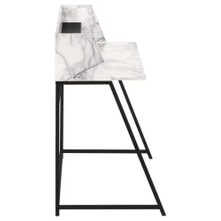 Computer desk - small hutch / 1 shelf / trapezoid-shaped legs - 48