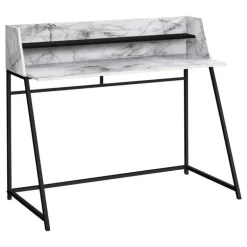 Computer desk - small hutch / 1 shelf / trapezoid-shaped legs - 48