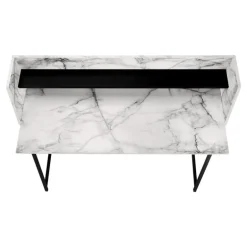 Computer desk - small hutch / 1 shelf / trapezoid-shaped legs - 48