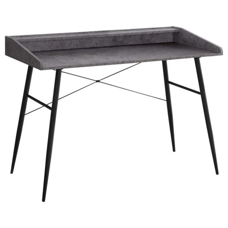 Computer desk - small hutch / 2 storage cubbies / 1 shelf - 48"l - grey stone - Monarch