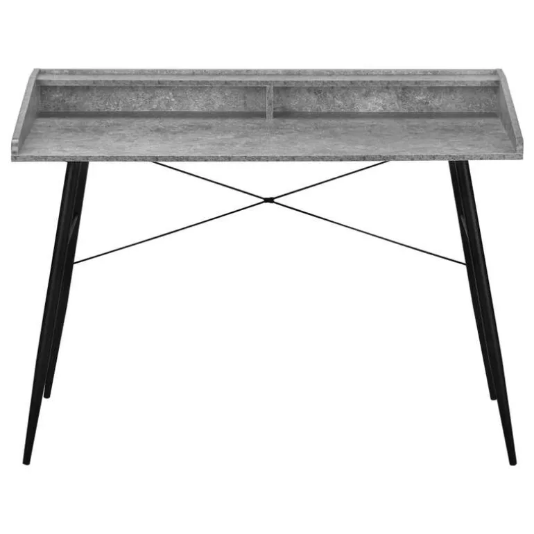 Computer desk - small hutch / 2 storage cubbies / 1 shelf - 48"l - grey stone - Monarch