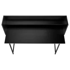 Computer desk - small hutch / 1 shelf / trapezoid-shaped legs - 48"l - black - Monarch