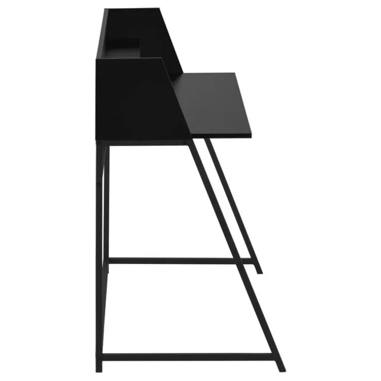 Computer desk - small hutch / 1 shelf / trapezoid-shaped legs - 48"l - black - Monarch