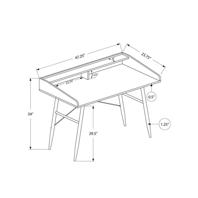 Computer desk - small hutch / 2 storage cubbies / 1 shelf - 48"l - natural wo - Monarch