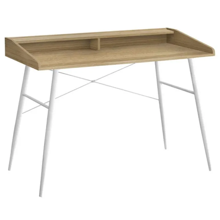 Computer desk - small hutch / 2 storage cubbies / 1 shelf - 48"l - natural wo - Monarch