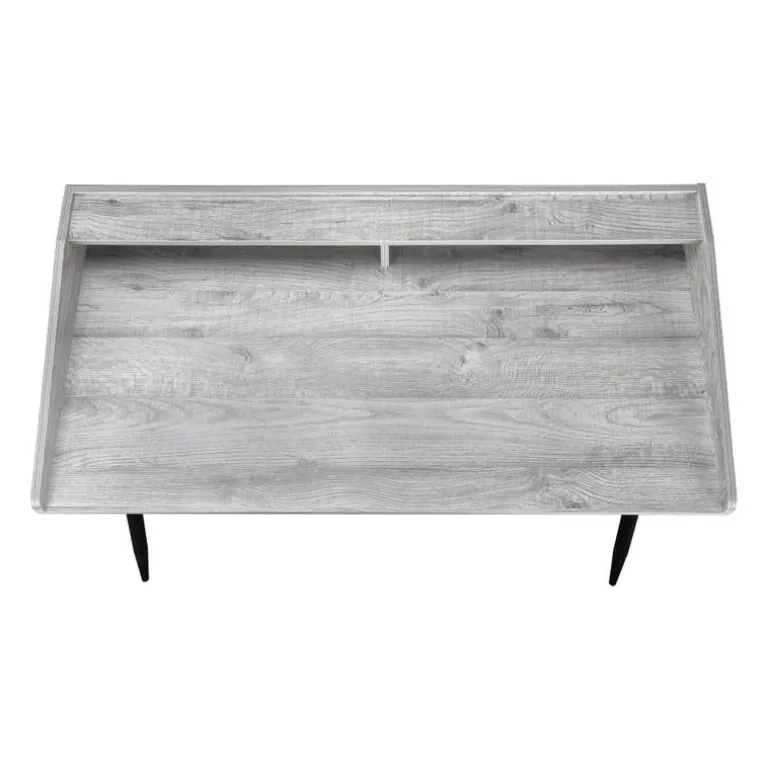 Computer desk - small hutch / 2 storage cubbies / 1 shelf - 48"l - grey wood- - Monarch