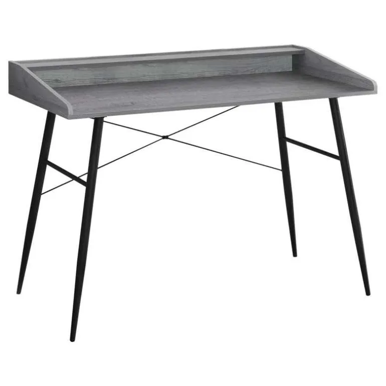 Computer desk - small hutch / 2 storage cubbies / 1 shelf - 48"l - grey wood- - Monarch