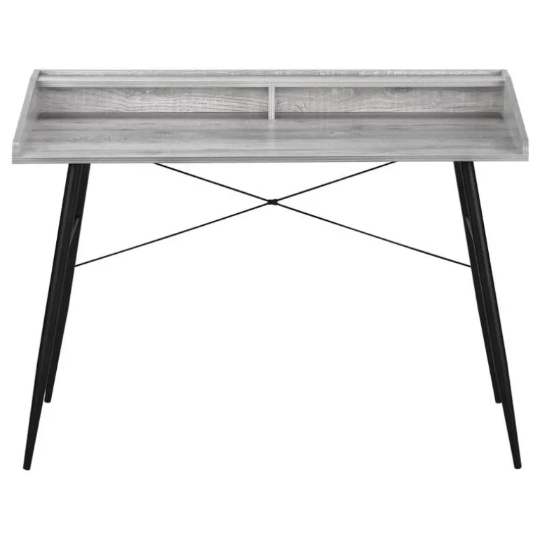 Computer desk - small hutch / 2 storage cubbies / 1 shelf - 48"l - grey wood- - Monarch