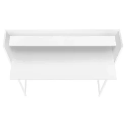 Computer desk - small hutch / 1 shelf / trapezoid-shaped legs - 48"l - white - Monarch
