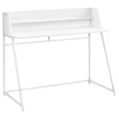 Computer desk - small hutch / 1 shelf / trapezoid-shaped legs - 48