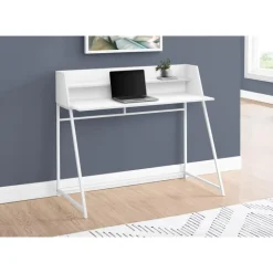 Computer desk - small hutch / 1 shelf / trapezoid-shaped legs - 48