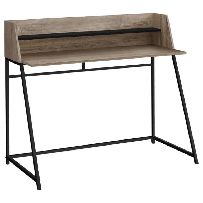 Computer desk - small hutch / 1 shelf / trapezoid-shaped legs - 48"l - dark t - Monarch
