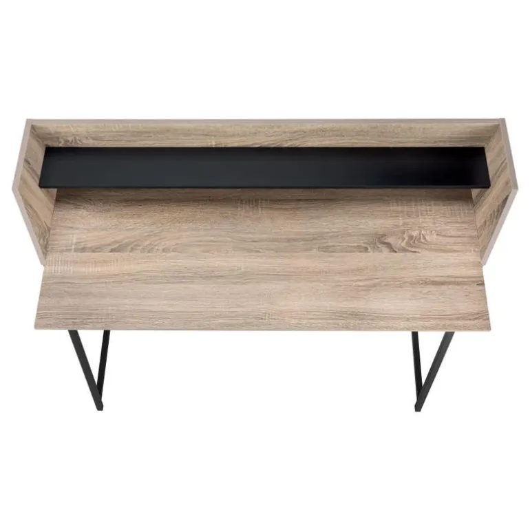 Computer desk - small hutch / 1 shelf / trapezoid-shaped legs - 48"l - dark t - Monarch