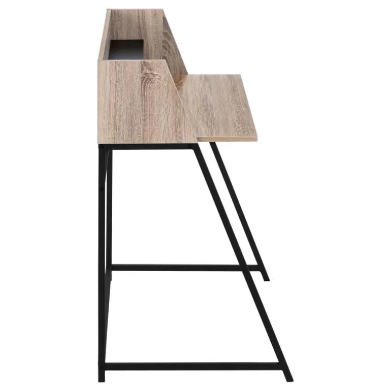 Computer desk - small hutch / 1 shelf / trapezoid-shaped legs - 48"l - dark t - Monarch
