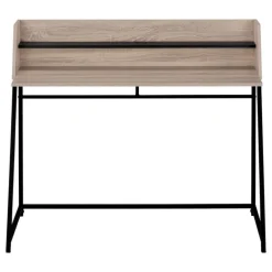 Computer desk - small hutch / 1 shelf / trapezoid-shaped legs - 48