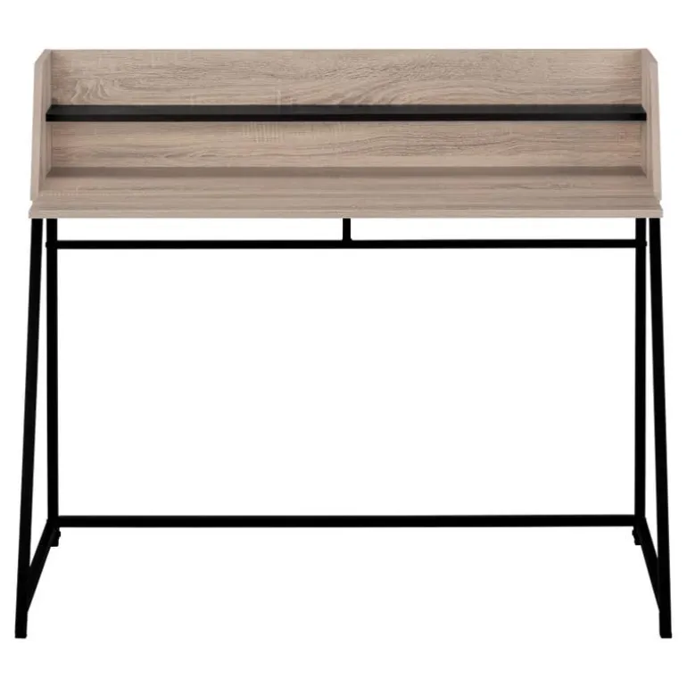 Computer desk - small hutch / 1 shelf / trapezoid-shaped legs - 48"l - dark t - Monarch