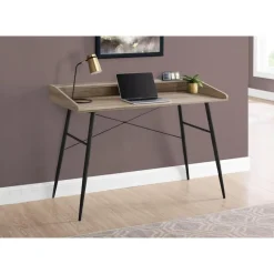 Computer desk - small hutch / 2 storage cubbies / 1 shelf - 48"l - dark taupe - Monarch