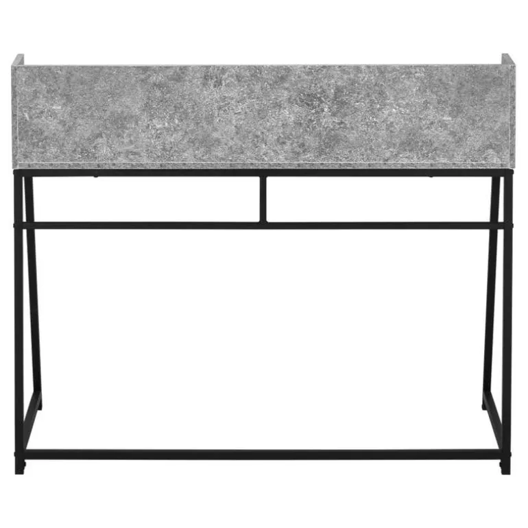 Computer desk - small hutch / 1 shelf / trapezoid-shaped legs - 48"l - grey s - Monarch