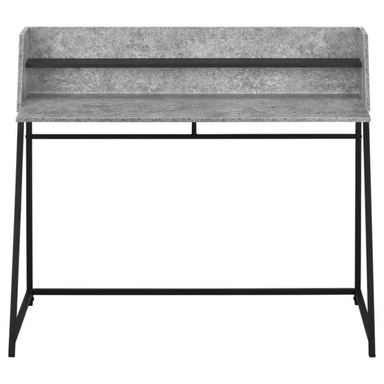 Computer desk - small hutch / 1 shelf / trapezoid-shaped legs - 48"l - grey s - Monarch