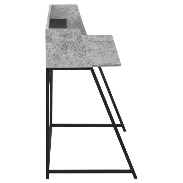 Computer desk - small hutch / 1 shelf / trapezoid-shaped legs - 48"l - grey s - Monarch