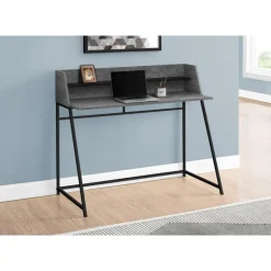 Computer desk - small hutch / 1 shelf / trapezoid-shaped legs - 48