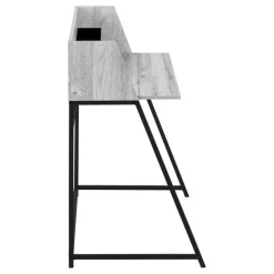 Computer desk - small hutch / 1 shelf / trapezoid-shaped legs - 48"l - grey w - Monarch