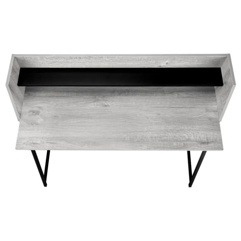 Computer desk - small hutch / 1 shelf / trapezoid-shaped legs - 48"l - grey w - Monarch