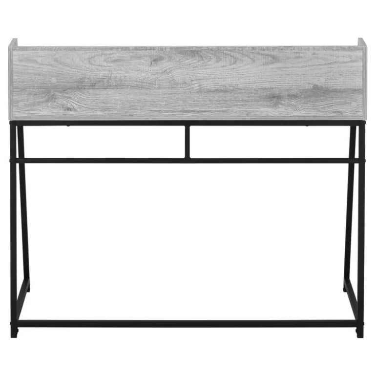 Computer desk - small hutch / 1 shelf / trapezoid-shaped legs - 48"l - grey w - Monarch