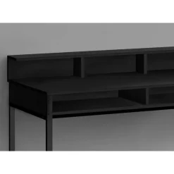 Computer desk - standing height / hutch / 2 open shelves - 48"l - black / bla - Monarch