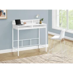 Computer desk - standing height / hutch / 2 open shelves - 48"l - white / whi - Monarch