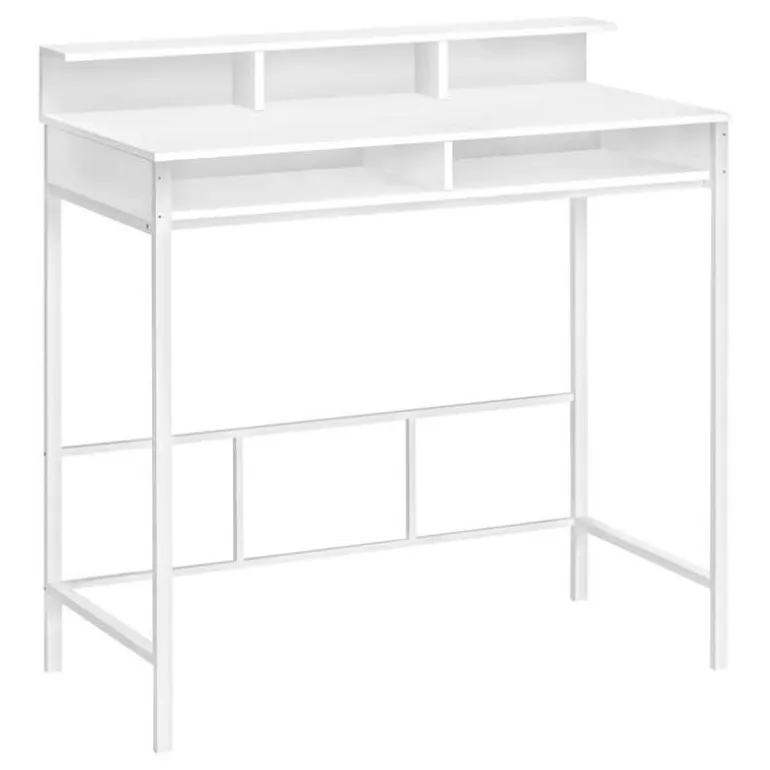 Computer desk - standing height / hutch / 2 open shelves - 48"l - white / whi - Monarch