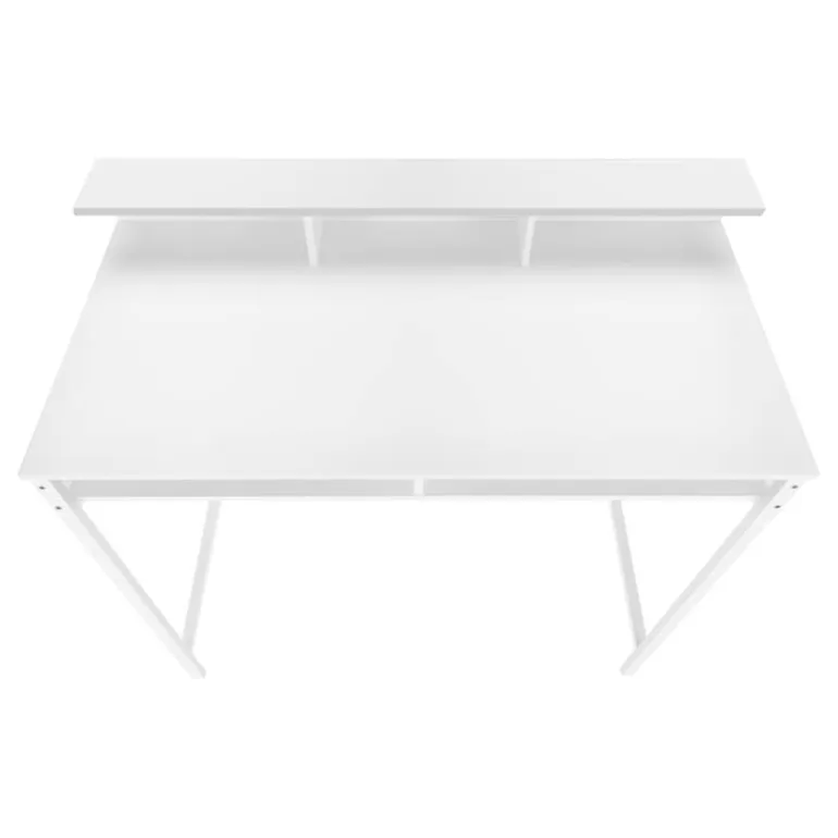 Computer desk - standing height / hutch / 2 open shelves - 48"l - white / whi - Monarch